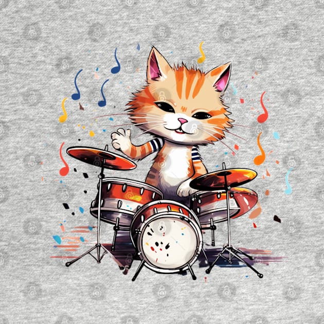 Anime Cat playing on Drums by NatashaCuteShop